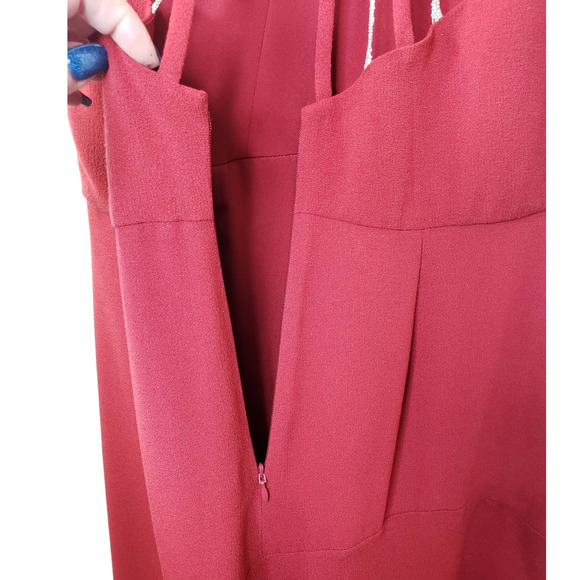 Reiss Red Fiona Beaded Strappy Halter Midi Dress - Picture 7 of 12